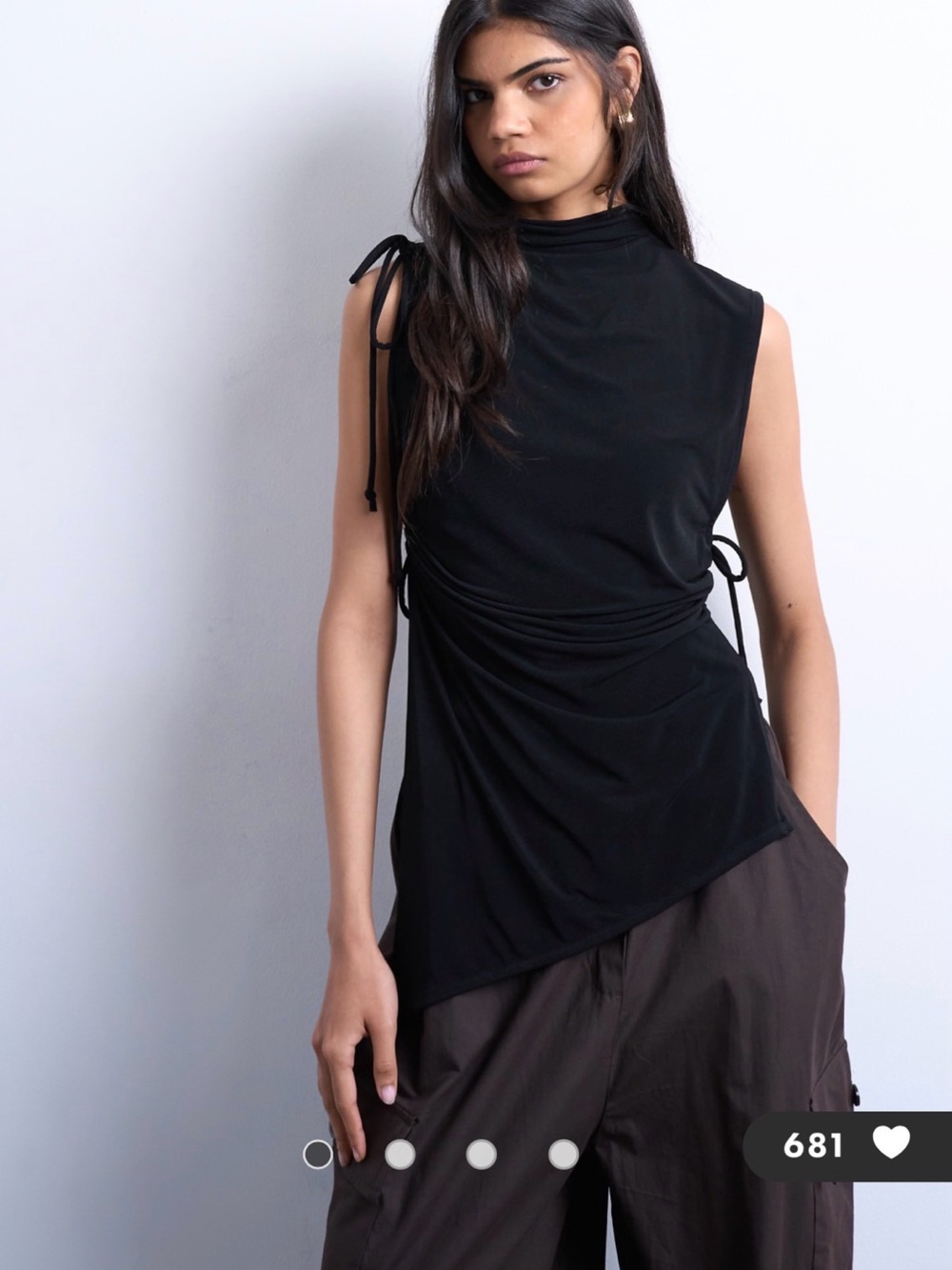 Topshop Black Sleeveless Asymmetrical Tie-Detail Top | NWT
